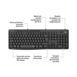 ÷ Teclado y mouse logitech wireless mk295 silent color grafito p/n:920-009798